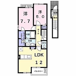 ビオラ 2階2LDKの間取り