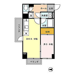 ブラン・ネージュおおはし 1階1DKの間取り