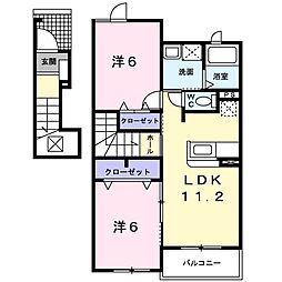 ポルテ・ボヌール 2LDKの間取図画像