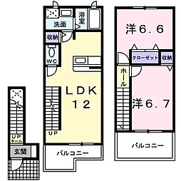 シャルマンT2A 2LDKの間取図画像