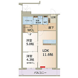 プレステージ坂本 2LDKの間取図画像