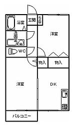ビュー金上C 2DKの間取図画像