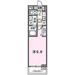 ハイドレンジア 1階1Kの間取り