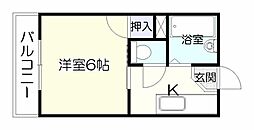 セレンディー小松原 4階1Kの間取り
