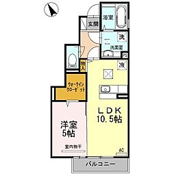 メゾン・ラ・パトリアJ 1階1LDKの間取り