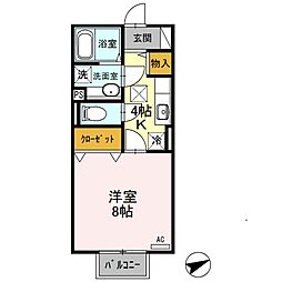 セジュールモナリエA 1Kの間取図画像