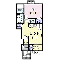 ベルグランツIIIB 1LDKの間取図画像