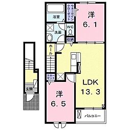 フォレスタβ 2階2LDKの間取り
