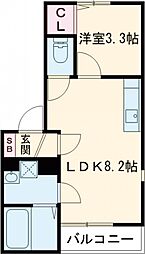 エコノ高松 1階1LDKの間取り