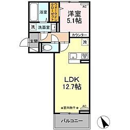 グレイス・ジョン 1LDKの間取図画像