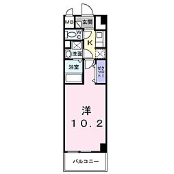 シティー柳町 6階1Kの間取り