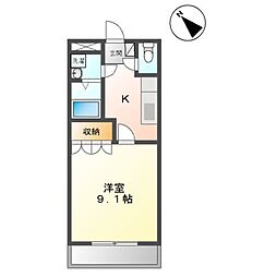 アルコバレーノ新白河 1Kの間取図画像
