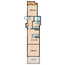 PARKSIDEGARDEN 2DKの間取図画像