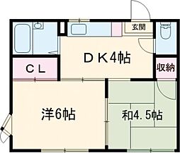 バードピアE 2DKの間取図画像