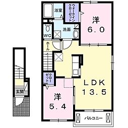 煌海 2LDKの間取図画像