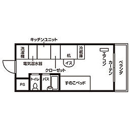 JR東北本線 仙台駅 バス15分 八木山入口下車 徒歩6分の賃貸マンション 3階ワンルームの間取り