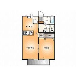 グランソレイユ 1階1LDKの間取り