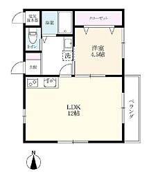 トマトハイツ久保田 1LDKの間取図画像
