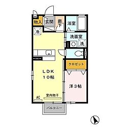 セジュール・希らら 2階1LDKの間取り