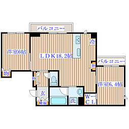 Ｄｉ　ｖａｌｏｒｅ 2階2LDKの間取り