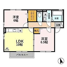 グローリータウン和久野 1LDKの間取図画像