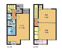 アモーレ本町A棟 2LDKの間取図画像