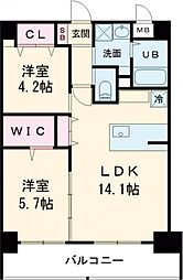 ウイングス熊手 2LDKの間取図画像