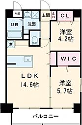 ウイングス熊手 2LDKの間取図画像