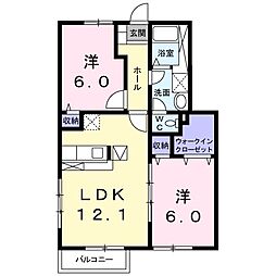 メゾン・アンソレイエ 2LDKの間取図画像