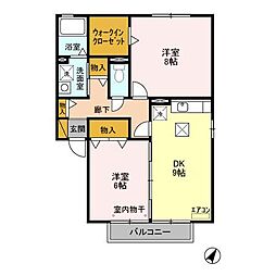 JR成田線 銚子駅 バス20分 土合東下車 徒歩3分の賃貸アパート 1階2DKの間取り