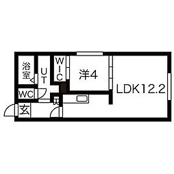 パークライフ中島公園 1LDKの間取図画像