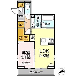 ｂａｍｂｏｏ　ｇｒａｓｓ舟入 3階1LDKの間取り