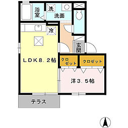 メゾン南本荘 1階1LDKの間取り
