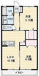 リヴェール 2LDKの間取図画像