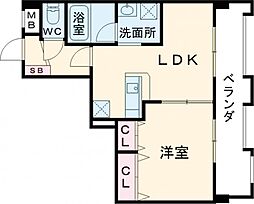 ガーデンハイツ石黒 5階1LDKの間取り