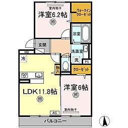 GLORIOUS K 3階2LDKの間取り