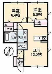 RAINBOW中島B 2LDKの間取図画像