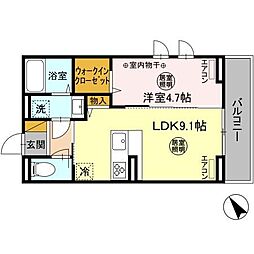 ディーグラシューズ 3階1LDKの間取り
