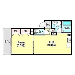 ジーメゾン八千代エクシア 3階1LDKの間取り