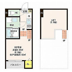 リベルテ東照宮 1階1Kの間取り