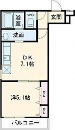 フジパレス喜連西2番館 1DKの間取図画像