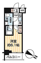 ＭＡＸＩＶ ＢＡＮＤＯＢＡＳＨＩ ＴＷＩＮ ＥＡＳＴ 3階1Kの間取り