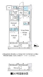 Ｊ．ＧＲＡＮ　Ｃｏｕｒｔ　品川西大井ＷＥＳＴ 3階2LDKの間取り