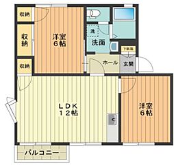 グリーンフレグランス 2階2LDKの間取り