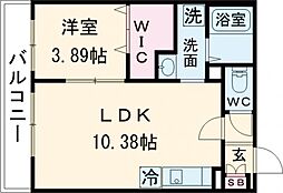 コージーコート 3階1LDKの間取り