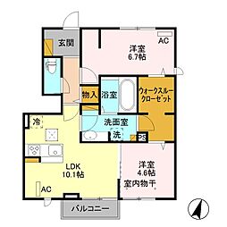 カーネリアンA 2LDKの間取図画像
