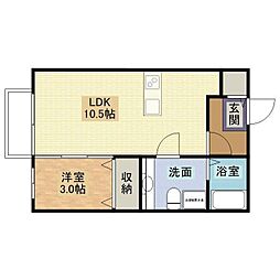 シャルム　ラパン 1階1LDKの間取り