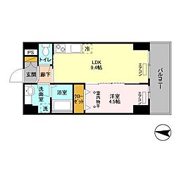 フェリス　コート 3階1LDKの間取り