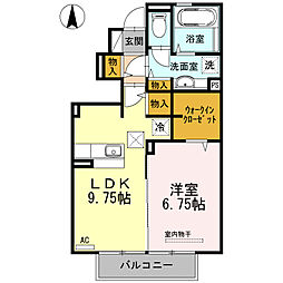 オーブ泉 1LDKの間取図画像