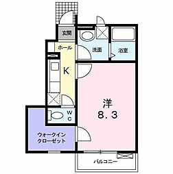 オルタンシア 1階1Kの間取り